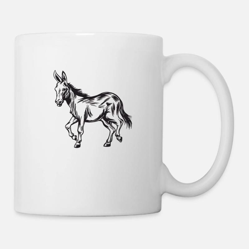 Esel Silhouette Donkey Maultier Stur Geschenk - Tasse - Weiß