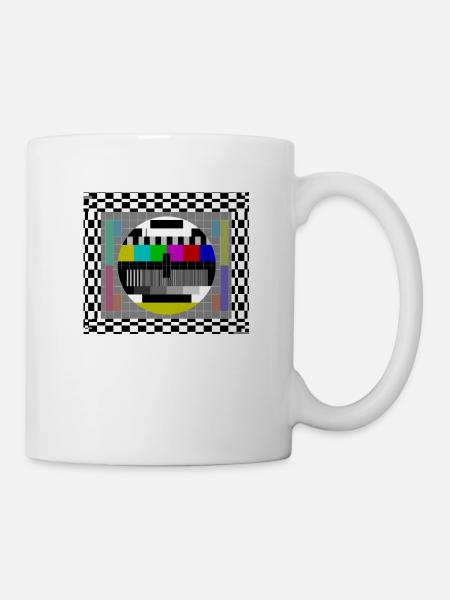 Gesichtsmaske TV Testbild Maske Retro Fernsehen - Tasse - Weiß