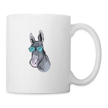 Funny donkey with cool sunglasses Muli - Mug - white - Right