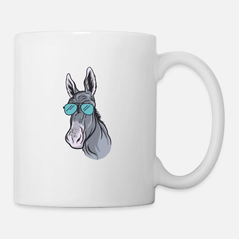 Âne drôle avec des lunettes de soleil cool Muli - Mug blanc - blanc