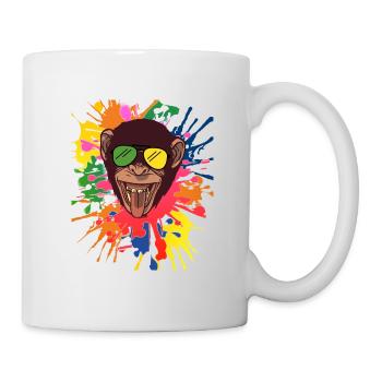 Cool shimp with sunglasses bright colors - Mug - white - Right