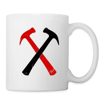 Marteau de charpentier croisé noir et rouge - Mug blanc - blanc - Droite
