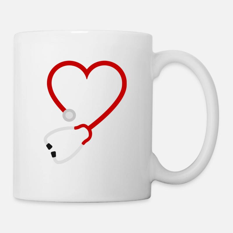Stéthoscope cœur - Mug blanc - blanc