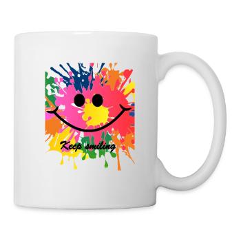 garder le sourire éclabousser la joie colorée - Mug blanc - blanc - Droite