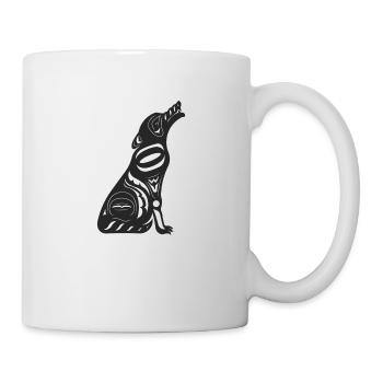 Totem hurlant loup noir - Mug blanc - blanc - Droite
