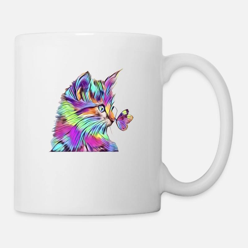 Regenbogen Schmetterling - Tasse - Weiß