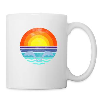 Delfin Mer Coucher de soleil - Mug blanc - blanc - Droite