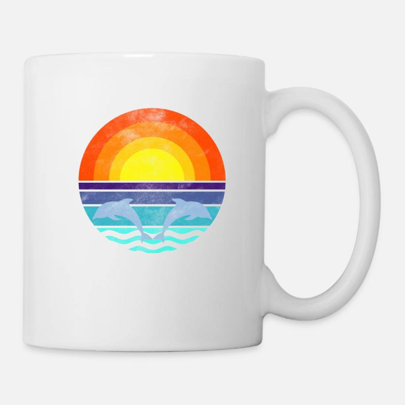 Dolphin Sea Sunset - Mug - white