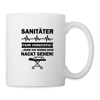 Sanitäter Puls Geschenk Notarzt Krankenwagen - Tasse - Weiß - Rechts