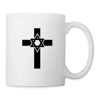 Cross Star of David Gift Saying Jewish Hanukkah - Mug - white - Right