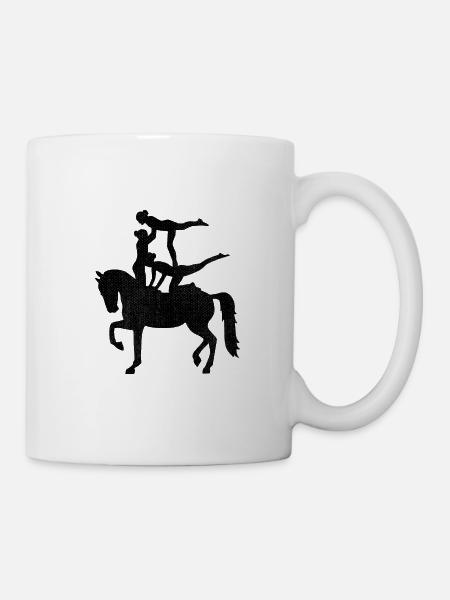 Voltigieren Silhouette Mädchen Reiterin Geschenk - Tasse - Weiß