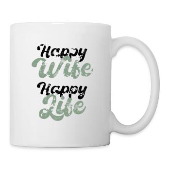 Happy Wife Happy Life Geschenk - Tasse - Weiß - Rechts