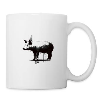 Pig Stencil White and Black - Tasse - Weiß - Rechts