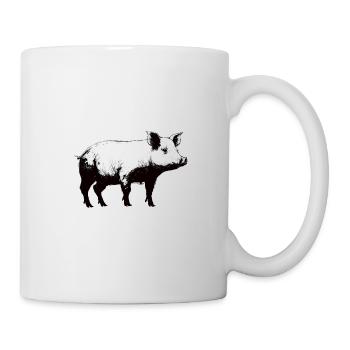 Pig Stencil White and Black - Mug - white - Right