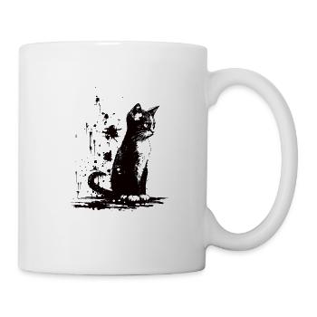Cat Stencil White and Black - Tasse - Weiß - Rechts