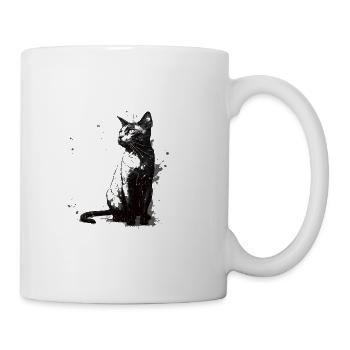 Cat Stencil White and Black - Tasse - Weiß - Rechts