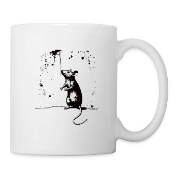 Rat Stencil Art White and Black - Mug - white - Right