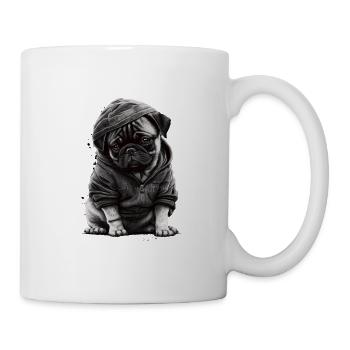 Mops-schablonen-design Weiß Und Schwarz - Tasse - Weiß - Rechts