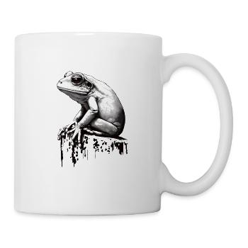 Frosch Stencil Design Kunst - Tasse - Weiß - Rechts