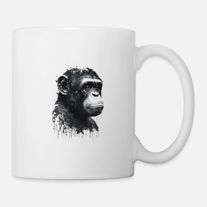 Schimpansen Affe Porträt - Tasse - Weiß