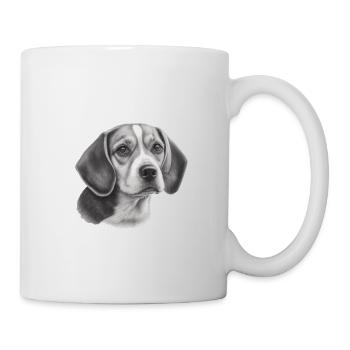 Beagle Bild Portrait - Tasse - Weiß - Rechts