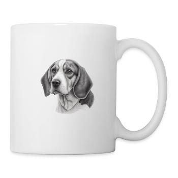 Beagle Bild Portrait - Tasse - Weiß - Rechts