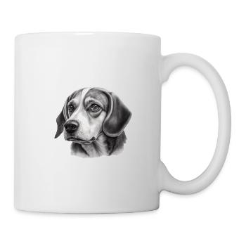 Beagle Bild Portrait - Tasse - Weiß - Rechts