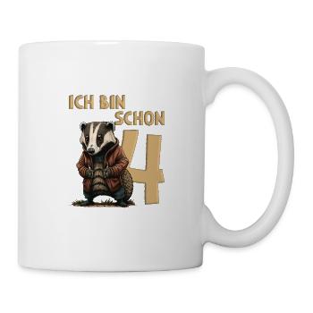 Ich Bin Schon 4 Jahre Mädchen & Jungen Dachs - Tasse - Weiß - Rechts