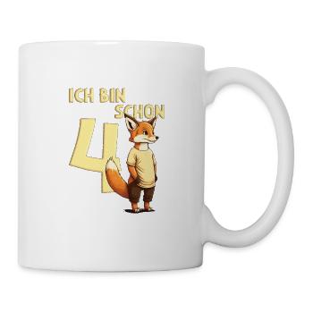 Ich Bin Schon 4 Jahre Mädchen & Jungen Fuchs - Tasse - Weiß - Rechts