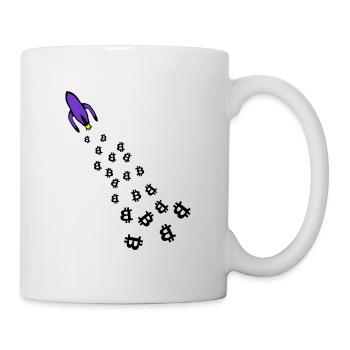 Mit Bitcoin ins All - Tasse - Weiß - Rechts
