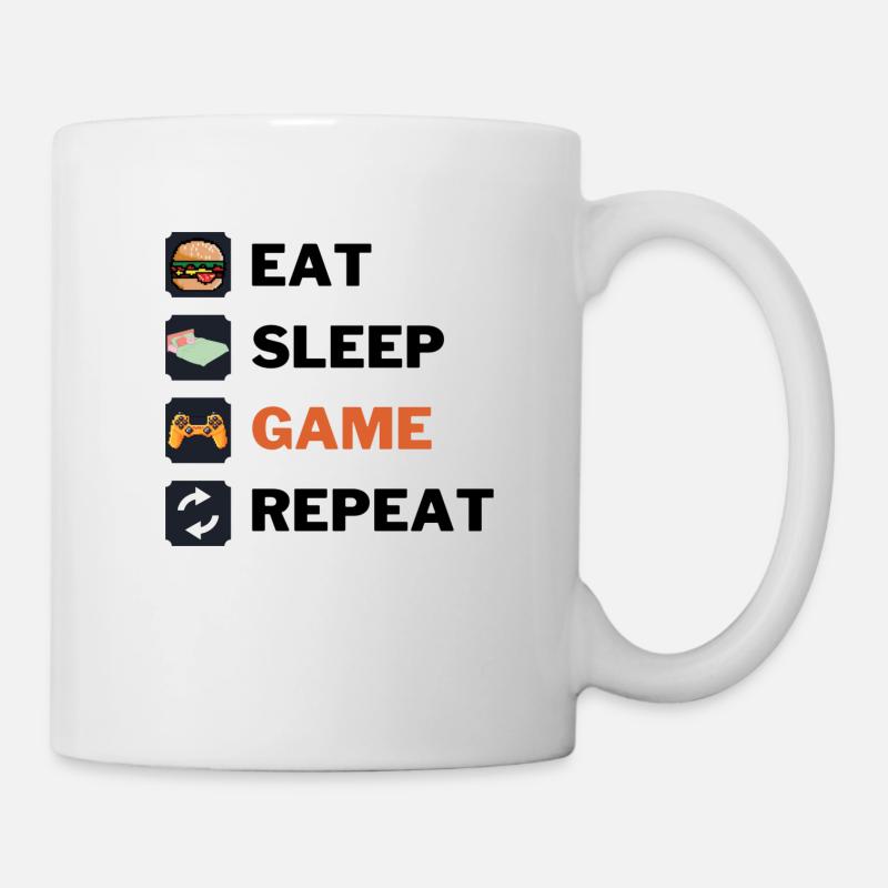 Mangez le jeu de sommeil répéter - Mug blanc - blanc
