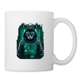 Cyber Hacker Katze - Tasse - Weiß - Rechts
