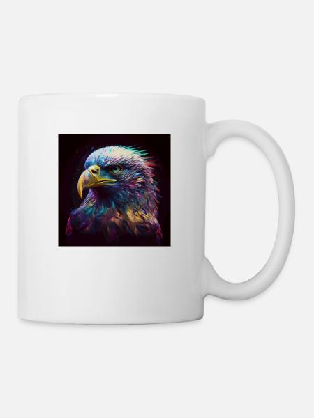 Farbiger Adler, EINZIGARTIGE ILLUSTRATION - Tasse - Weiß