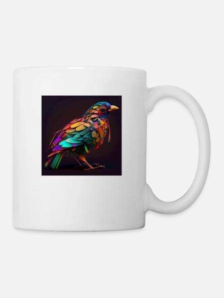 Farbiger Vogel, einzigartiges Design - Tasse - Weiß