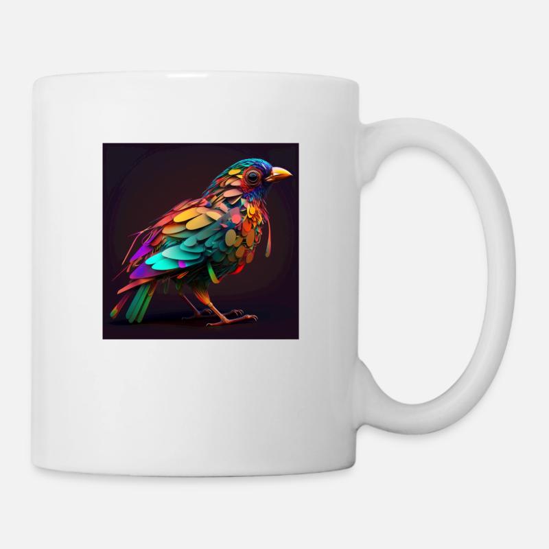 Farbiger Vogel, einzigartiges Design - Tasse - Weiß