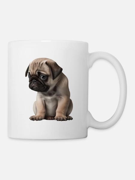Schüchterner Mops Welpe - Tasse - Weiß