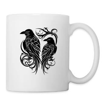 Odins Raben Hugin und Munin Tribal Tattoo Wikinger - Tasse - Weiß - Rechts