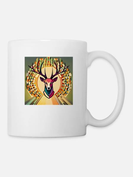 Pop-Art-Hirsch Hirsch-Design Farbenfroher Hirsch - Tasse - Weiß
