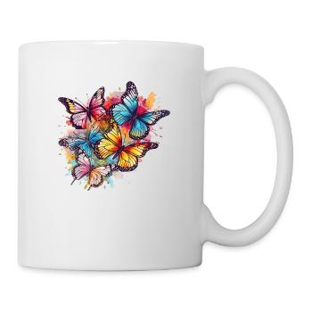 Beautiful Butterflies Watercolor Art - Tasse - Weiß - Rechts