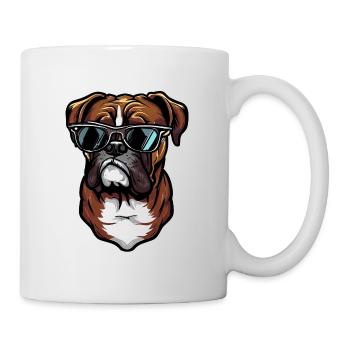 Boxerhund trägt Sonnenbrille - Tasse - Weiß - Rechts