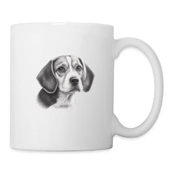 Crayon Beagle Image Portrait - Mug blanc - blanc - Droite
