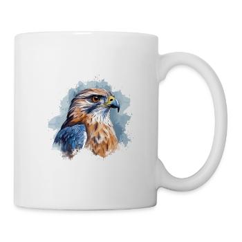 Falke Aquarell Porträt - Tasse - Weiß - Rechts