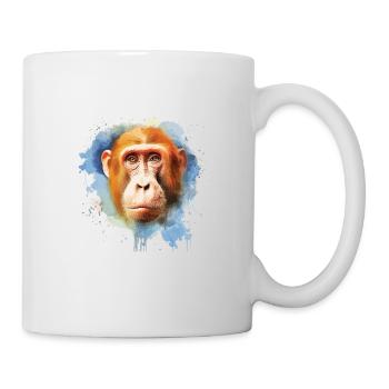 Aquarell Rüsselaffe - Bunte Tierwelt Ar - Tasse - Weiß - Rechts