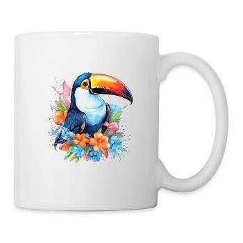 Bunte Aquarellkunst - Niedliches Tukan-design - Tasse - Weiß - Rechts