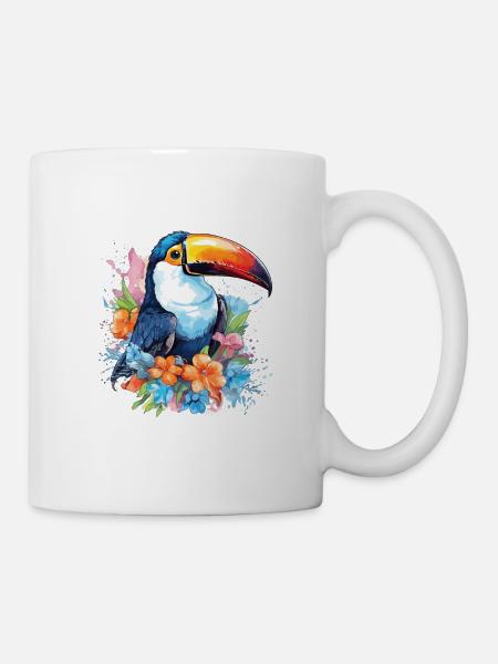 Aquarelle colorée - Joli design toucan - Mug blanc - blanc