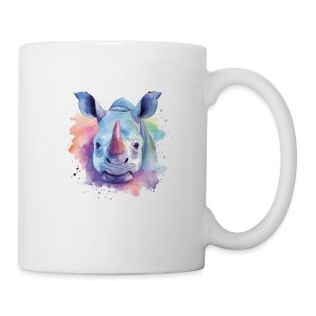 Lebendige Nashornkunst - Tasse - Weiß - Rechts