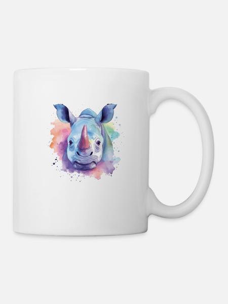 Lebendige Nashornkunst - Tasse - Weiß