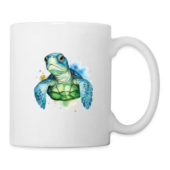 Art de l’aquarelle mignonne de tortue de mer - Mug blanc - blanc - Droite