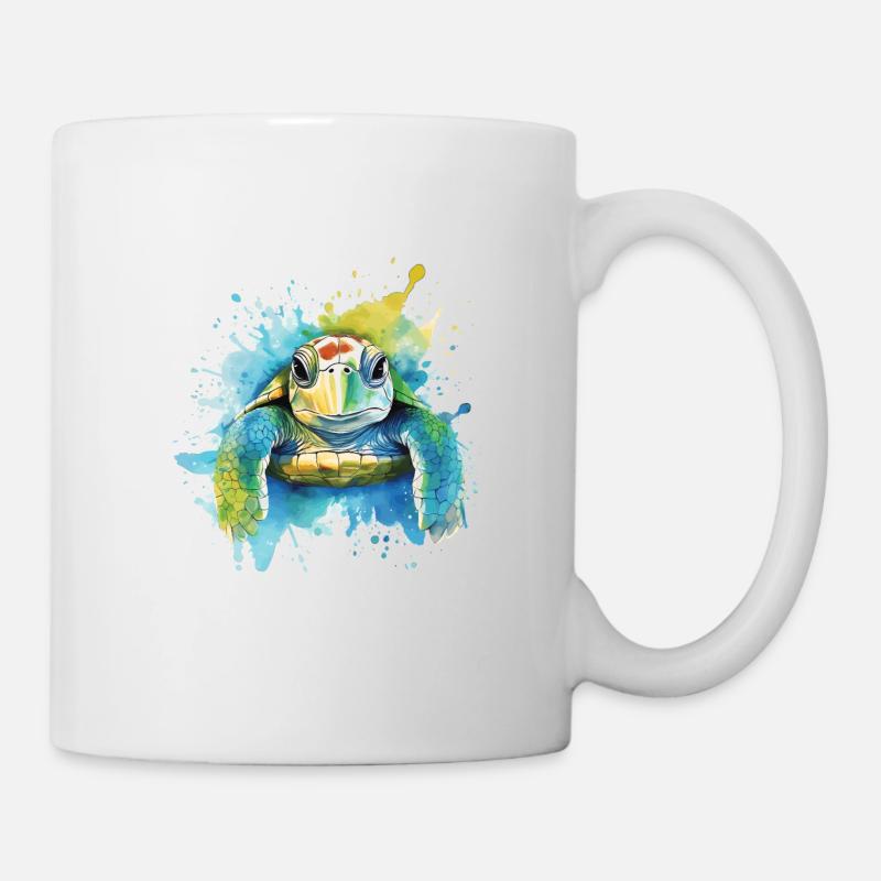 Art de l’aquarelle mignonne de tortue de mer - Mug blanc - blanc