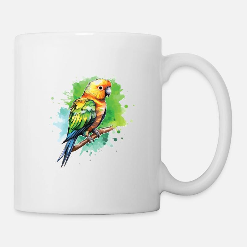 Cute budgie watercolor art - Mug - white